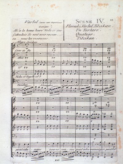 First Page of Sheet Music of Lodoiska (Scene 4), Opera by Italian School
