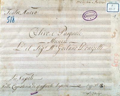 First page of musical score from the opera 