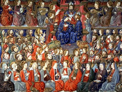 The Last Judgement: The Just will be called to the banquet by Italian School