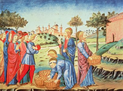 Christ and the miracle of the five loaves and two fish by Italian School