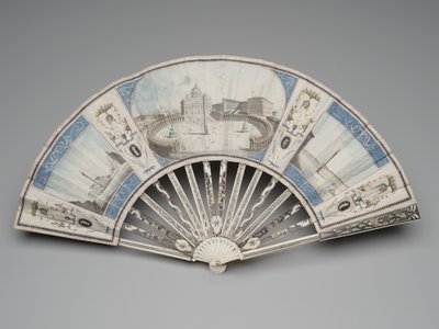 Folding fan with views of the monuments of Rome, c.1780s-1790s by Italian School