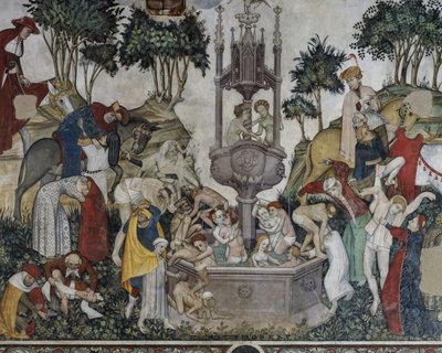 Fountain of Youth, detail from Fountain of Youth, fresco in Baronial Hall, Castle of Manta, Saluzzo, Piedmont, Italy by Italian School