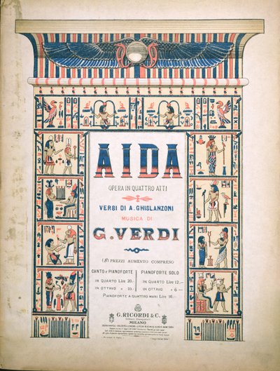 Front cover for the score of Aida, by Giuseppe Verdi (1813-1901) by Italian School