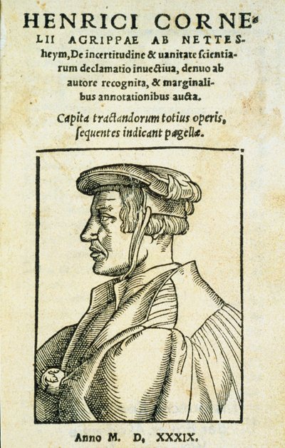 Frontispiece of De Incertitudine et Vanitate Scientiarum Declamato Invectiva, by Heinrich Cornelius Agrippa, 1539 by Italian School