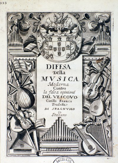 Frontispiece of Defense of Modern Music by Italian School