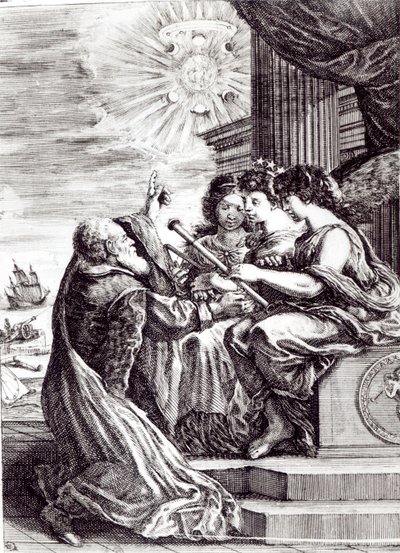 Frontispiece of Opere di Galileo Galilei, published in Bologna in 1656 by Italian School