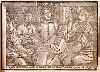 Frontispiece of Regola Rubertina treatise on viola da gamba by Italian School