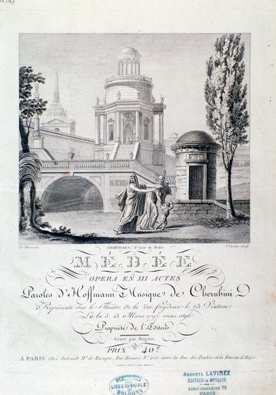 Frontispiece of musical score of Medea (scene 3), opera by Luigi Cherubini by Italian School