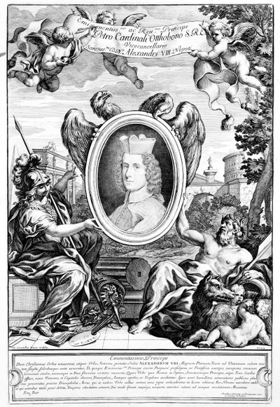Frontispiece to Veteres arcus Augustorum triumphis insignes with a portrait of Cardinal Pietro Ottoboni, engraved by Robert van Audenaerde, 1690 by Italian School