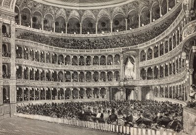 Gala evening at Costanzo theatre in honor of crown prince of Germany (future Frederick III), Rome, Italy by Italian School