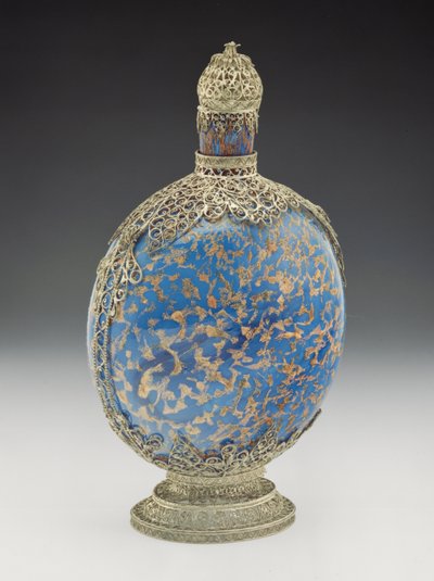 Gilded Blue Flask With Filigree Mount, Venetian by Italian School