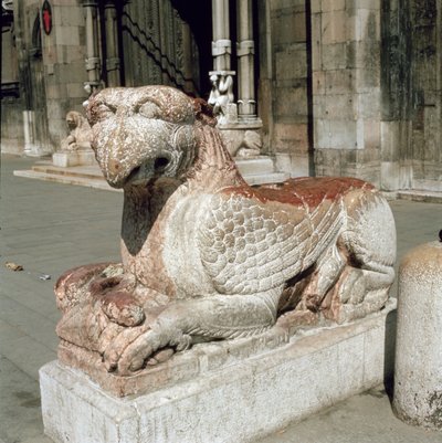 Griffin lying on a plinth, mid 13th century by Italian School
