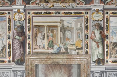 Hall of the Zodiac: Gods punishing men and male figures representing the months of the year (detail) by Italian School