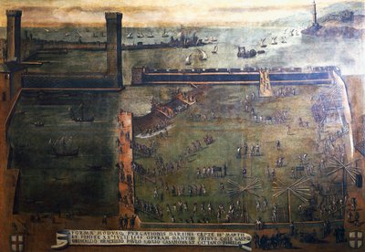 Harbor in Genoa port by Italian School