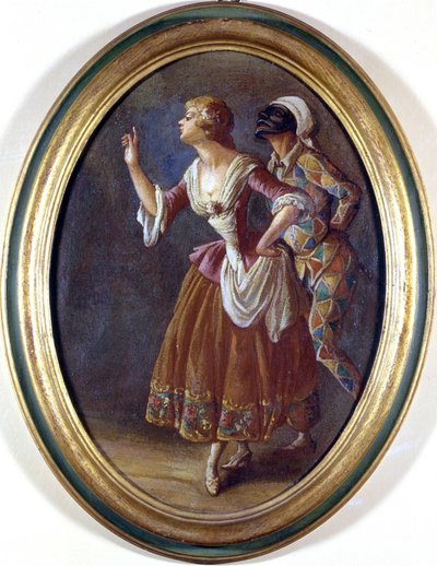 Harlequin and Colombine. Anonymous Painting from the Beginning of the 19th Century. Burcardo Museum, Rome by Italian School