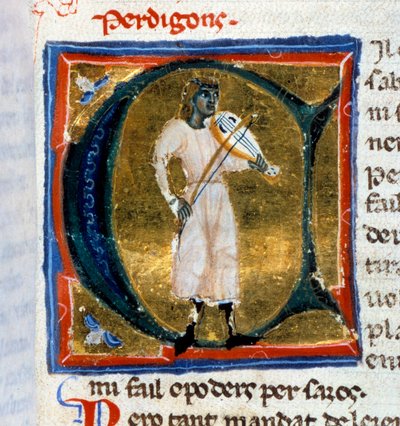 Historian letter (letter A). The Perdigon Troubadour playing the old man. Miniature taken from the manuscript 