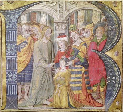 Historiated Initial B Depicting Christ Healing a Possessed Woman by Italian School