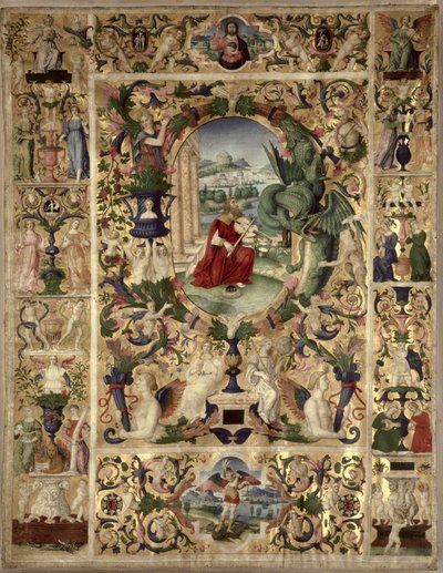 Historiated initial B depicting King David playing a viola by Italian School