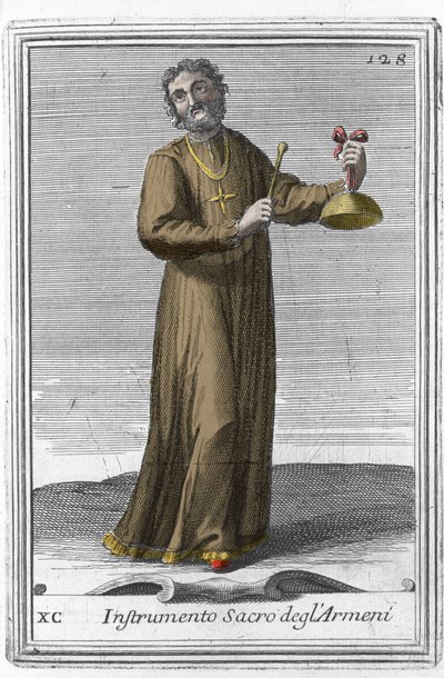 Holy Armenian instrument: musical instrument similar to a bell. Engraving from 