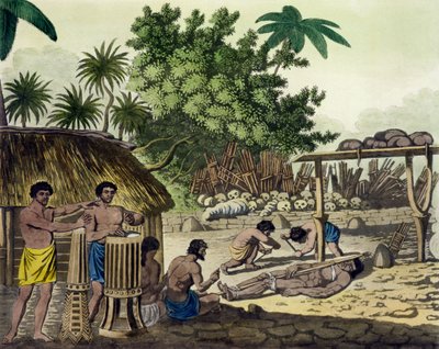 Human Sacrifice at Otaheite, plate 84 from Le Costume Ancien et Moderne, by Jules Ferrario by Italian School