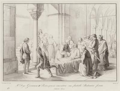 The Doge Giovanni II Partecipazio meets his wounded brother Badoario, 884 by Italian School