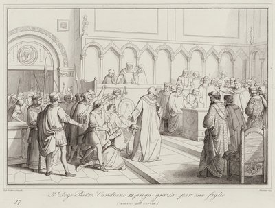 Il Doge Pietro Candiano III prega grazia per suo figlio, 958 by Italian School