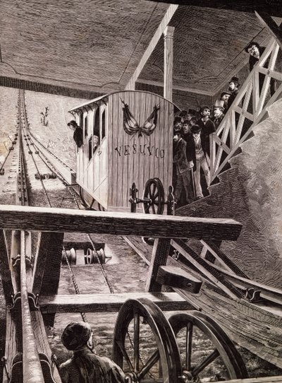 Inauguration of the funicular railway at Vesuvius, Naples by Italian School