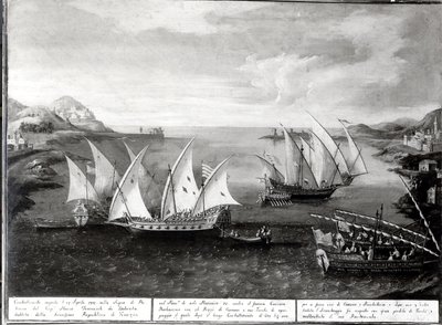 Incident off Patras Between the Venetian Captain Ivanovich da Dabrota and the Turkish Pirate Barbarossa, 17 April 1751 by Italian School