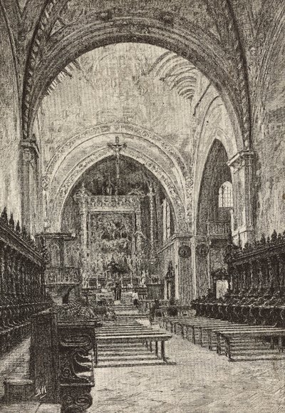 Interior of Chiaravalle Church, Italy, Engraving from Drawing by Quinto Michetti by Italian School