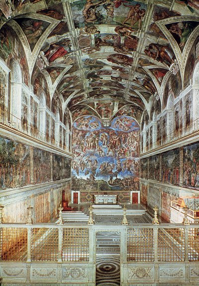 Interior view of the Sistine Chapel (pre-restoration) by Italian School
