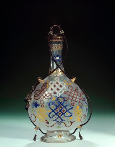 Glass Bottle with Polychrome Decorations by Italian School