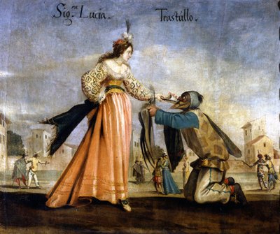 Italian masks: Madame Lucia and Trastullo by Italian School