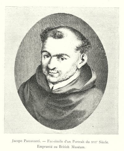 Jacopo Passavanti, Facsimile of a 16th Century Portrait, Borrowed from the British Museum (engraving) by Italian School