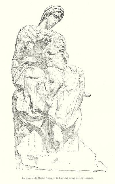 Charity by Michelangelo, New Sacristy of San Lorenzo (engraving) by Italian School