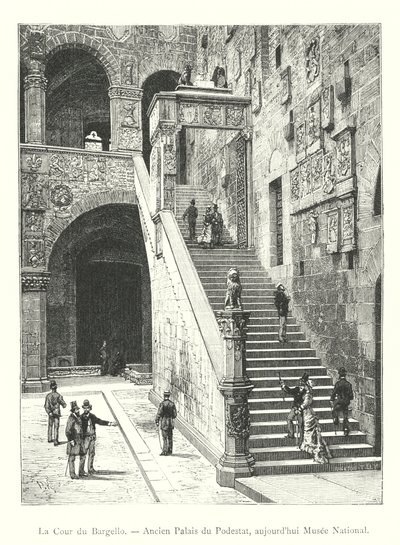 The Courtyard of the Bargello, Former Palace of the Podestà, Now National Museum (engraving) by Italian School