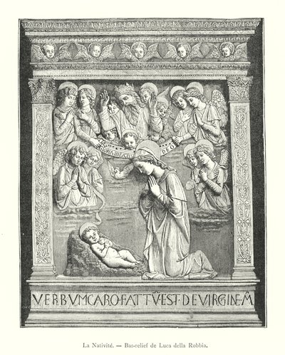 The Nativity, Bas-relief by Luca della Robbia (engraving) by Italian School