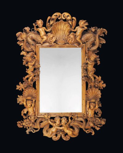 Large North Italian carved pine mirror, early 18th century by Italian School