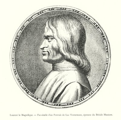 Laurent the Magnificent, Facsimile of a Portrait by Luc Vostermans, British Museum (engraving) by Italian School