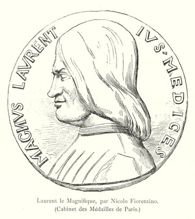 Lorenzo the Magnificent, by Nicolo Fiorentino, Cabinet des Medailles de Paris (engraving) by Italian School