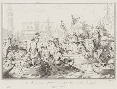 Lazzaro Mocenigo brings news of the victory at the Dardanelles to his homeland by Italian School