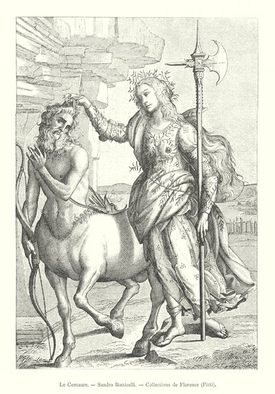 The Centaur, Sandro Botticelli, Florence Collections, Pitti (engraving) by Italian School