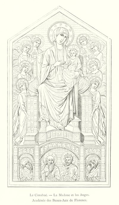 Cimabue, The Madonna and the Angels, Academy of Fine Arts of Florence (engraving) by Italian School