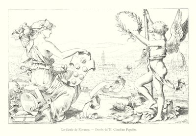 The Genius of Florence, Drawing by M Claudius Popelin (engraving) by Italian School