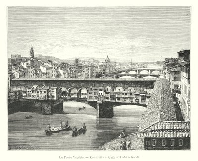 The Ponte Vecchio, Built in 1345 by Taddeo Gaddi (engraving) by Italian School