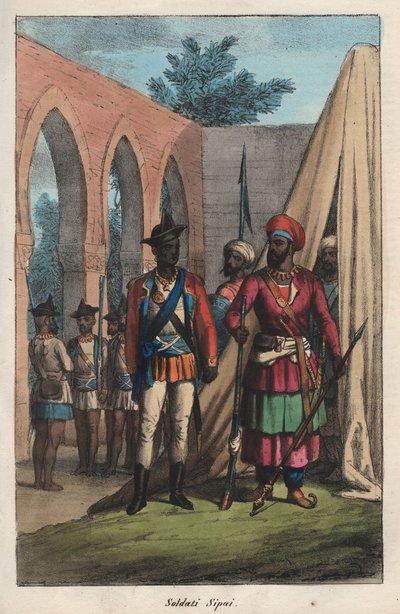 Indian Sepoy (engraving) by Italian School