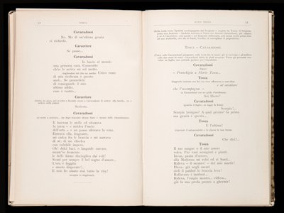 Libretto della Tosca by Giacomo Puccini, Edition Ricordi, Italy by Italian School