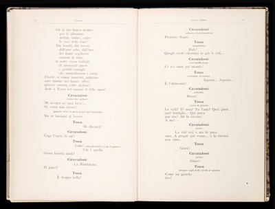 Libretto of Tosca by Giacomo Puccini, Edition Ricordi, Italy by Italian School