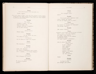 Libretto of Tosca by Giacomo Puccini, Edition Ricordi, Italy by Italian School