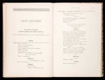 Libretto of Tosca by Giacomo Puccini, Edition Ricordi, Italy by Italian School