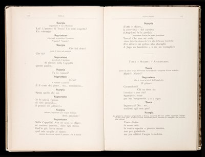 Libretto of Tosca by Giacomo Puccini, Edition Ricordi, Italy by Italian School